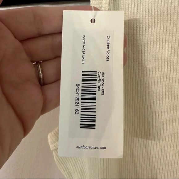 Outdoor Voices Women's Cozy Ribbed Racerback Tank in Milk Stone Size XXS NWT - Picture 4 of 5